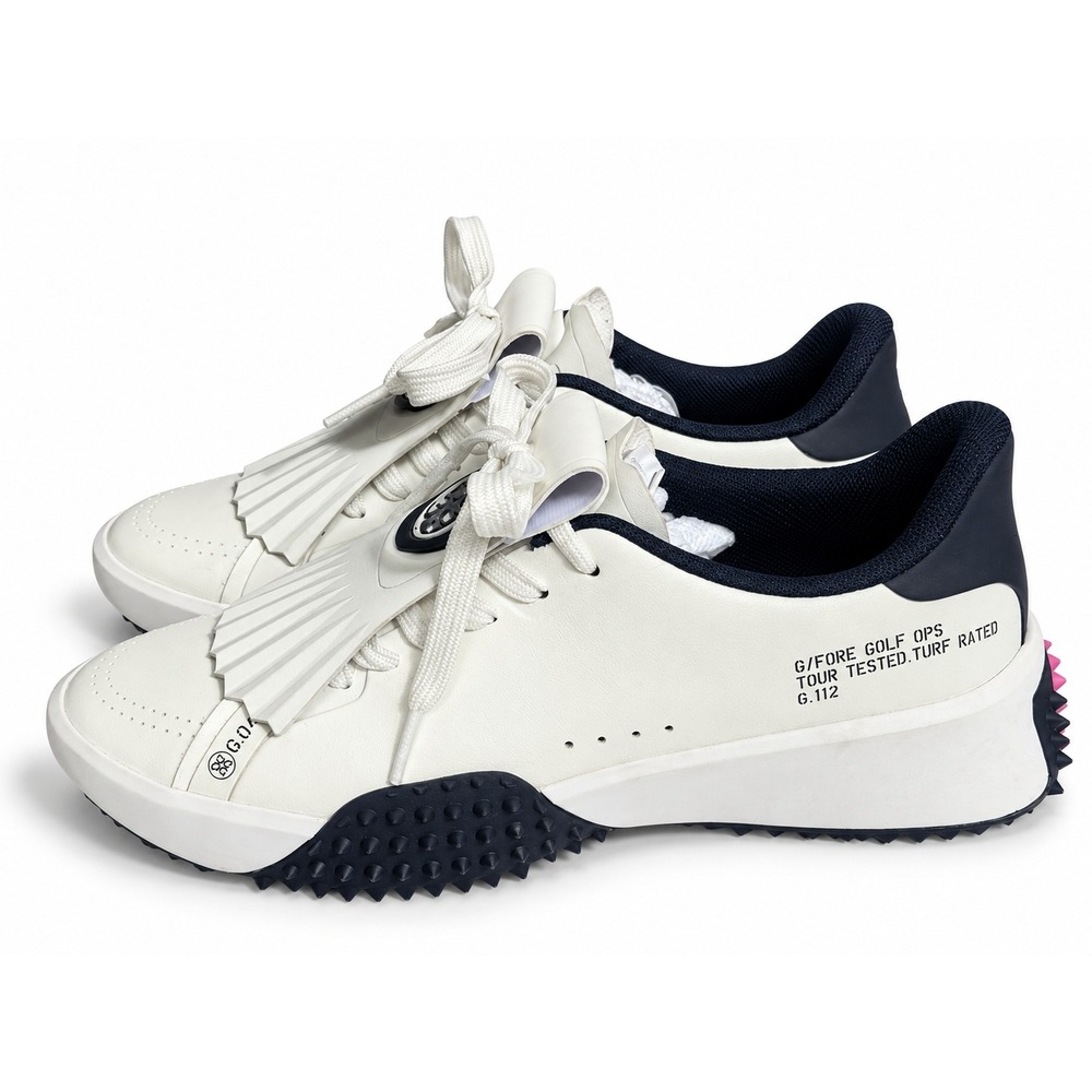 G/FORE G.112 Golf Shoes Women 7.5 Snow Twilight Navy Kiltie Spikeless